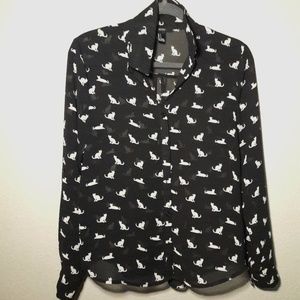 Forever 21 cat button up